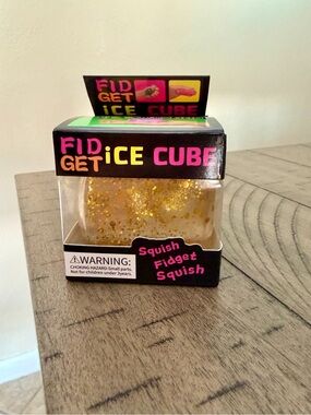 Gold Glitter Fidget Ice Cube Squishy Stress Toy – New in Box